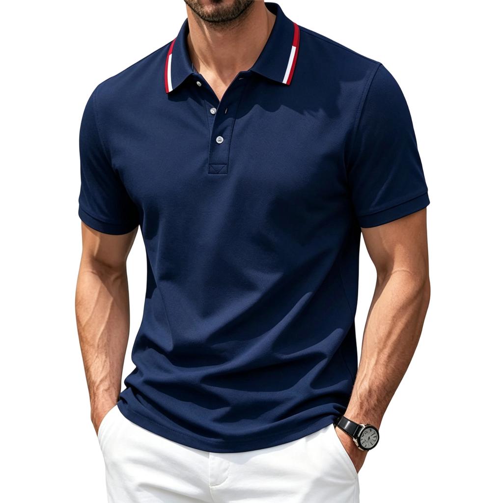 Men’s Short Sleeve Polo Shirt with Breathable Athletic Fabric Classic Turn-down Collar and Quick Dry Design for Summer Sports Casual Wear