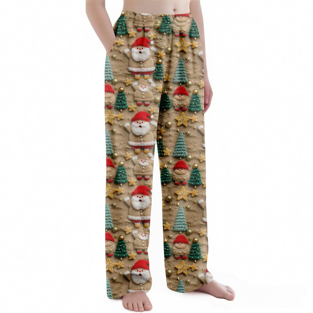 Dětské vánoční kalhoty s potiskem plyšové ležérní kalhoty