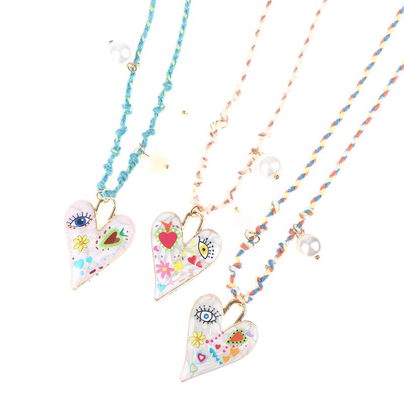 Handgefertigte geknotete Seil Herz Anhänger Halskette Pullover Kette Stapelbare Stern Perlen Halskette Für Frauen Schmuck Geschenk