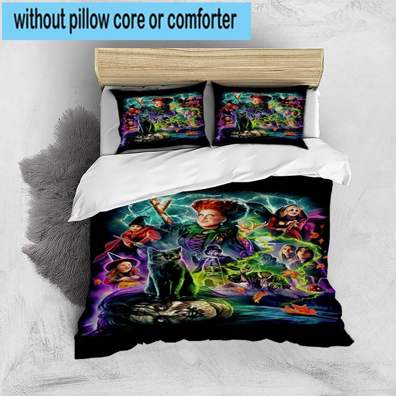 3PCS Halloween witch 3pcs Bedding,Including 3PCS Duvet Cover And 2pcs Pillowcases Perfect for Christmas,Ideal for Bedroom, Dormitory