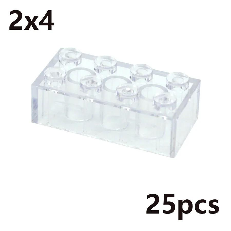 MOC Transparent Thick Building Blocks Figures 1x1 1x2 2x2 2x4 Dots Clear Brick Compatible Brand Educational Creative Toy for Kid