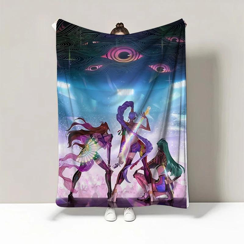 Cute Kpop Demon Hunter Blanket,kpop Fun Gift,cozy K-pop Demon Hunters Huntrix Blanket,anime Inspired, Huntrix Inspired Blanket