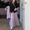 Women Spring and Summer Trend High Waist Pleated Long Skirt Casual Elegant Solid A-line Big Swing Skirt Girl Half Fairy Skirt