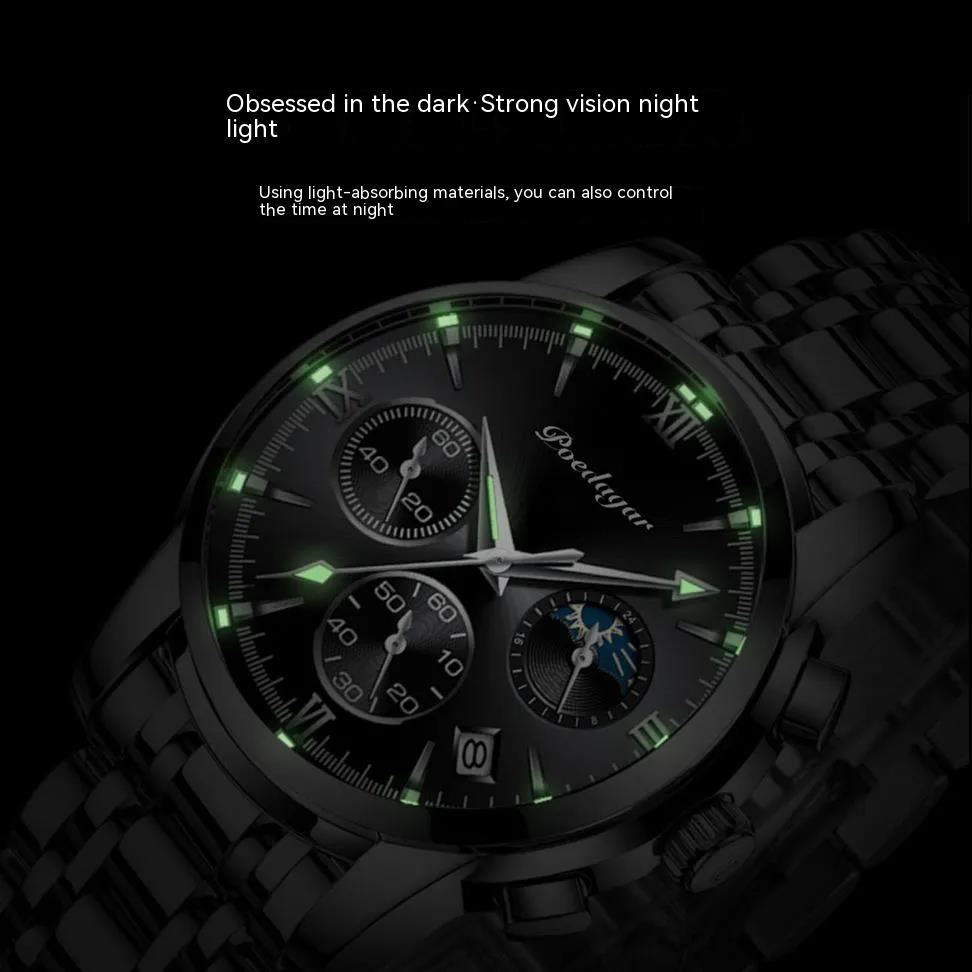 2024 Men Watches Stainless Steel Quartz Watches Top Brand Luxury Blue Wristwatch Waterproof Luminous Fashion Sport Clock