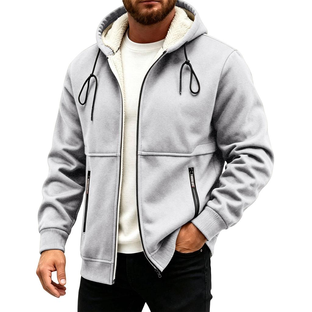 Herren Kapuzen-Strickjacke Jacke, Lässige Dicke Warme Winddichte Oberbekleidung für Herbst und Winter