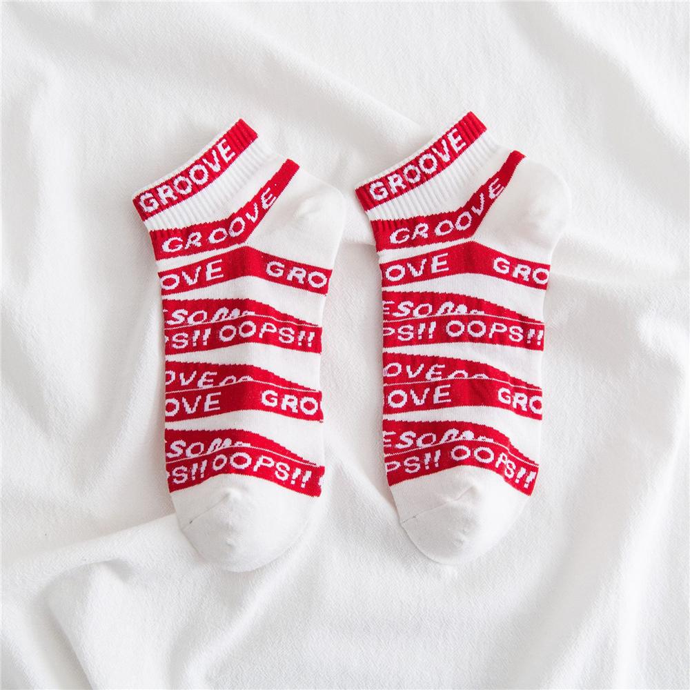 1 Pair Chic Women Summer Red Lips Love Heart Funny Lettered Socks Hipster Sport Short Ankle Sokken Preppy Style College Fashion