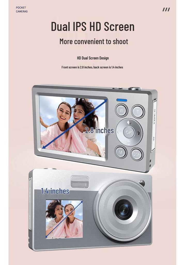 Dual Screen 4K DSLR Camera with Fill Light – High Pixel Travel Essential