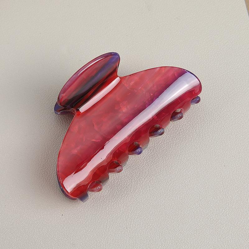 

Vintage Acetate Hair Shark Clip Vintage Flower Hair Claw Barrettes Female Temperament Print Hair Clips Colorful Hair Accessories темно-червоний колір