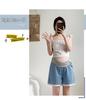2026 New Style Tummy Support Maternity Denim Shorts with Lace Trim – Summer Wide-Leg Hot Pants