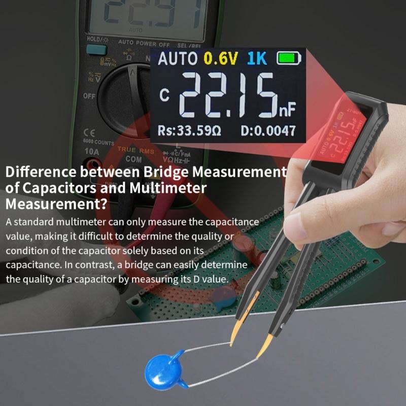 Tester Digital Tweezer Resistance Capacitance Diode Tester Professional Meter Tweezer with Clear Display