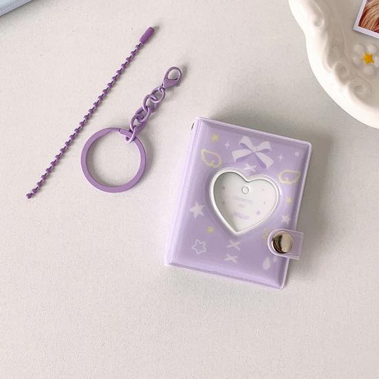 Love Heart Small Photo Album Keychain 32 Pockets Hollow Photocard Binder for 2 Inch Photo Mini Photo Card Book Holder for