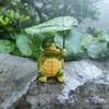 2 Pcs Umbrella Frog Garden Statue Cute Frog Turtle Holding Umbrella Figurine Resin Sculpture for Fish Tank Planter Pot Patio Pond Decor