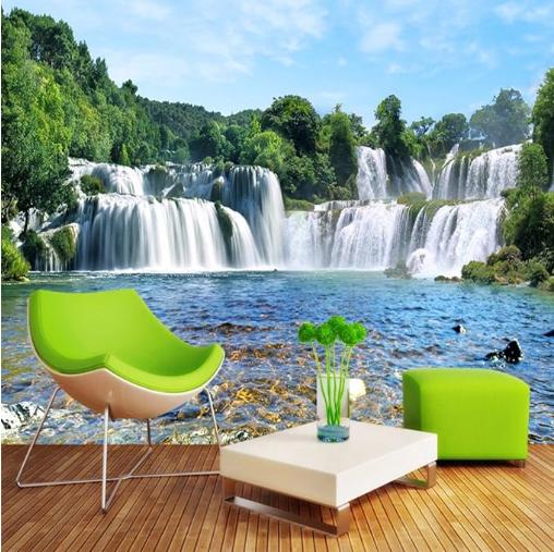 

Waterfall Flowing Water Large Wallpaper 3d Landscape Mural Modern Living Room Background Decorative Wallpaper 200 cm(W) x 140 cm(H)