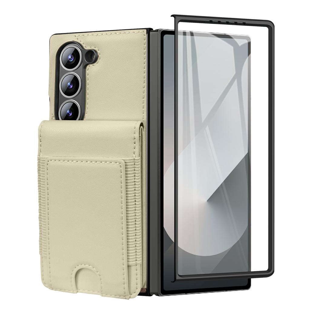 For Samsung Galaxy Z Fold5 5G Case Card Bag Kickstand Leather+PC Phone Cover with HD Screen Protector