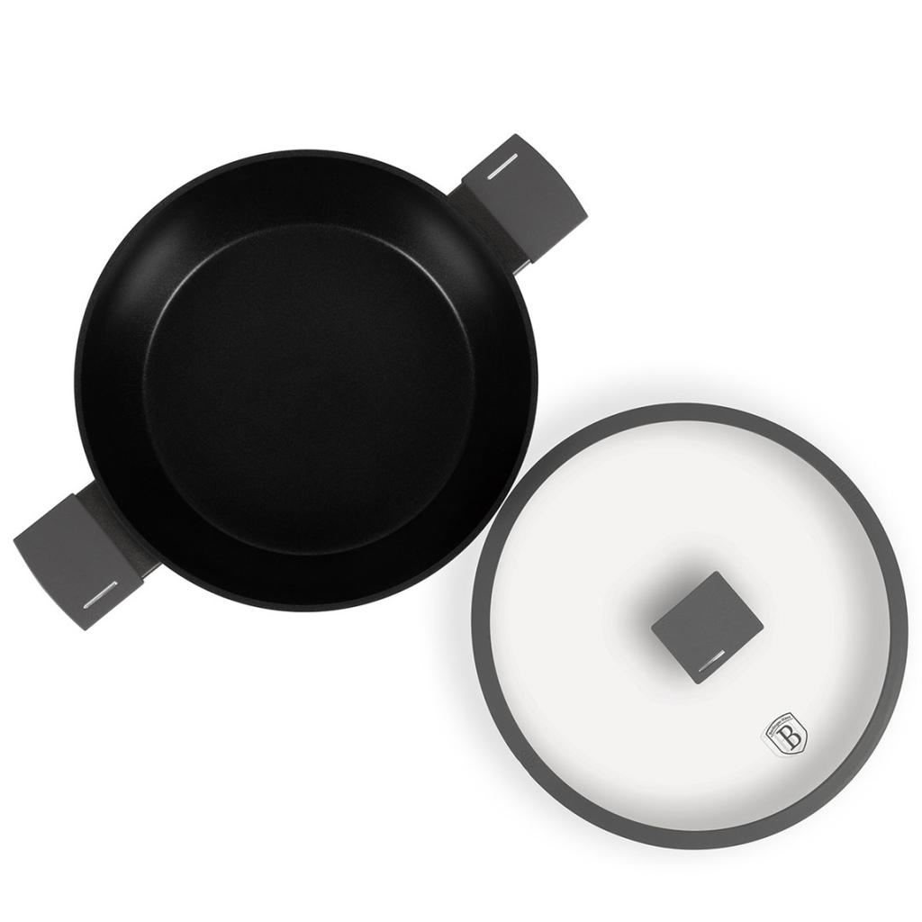 FLAT TITANIUM POT WITH LID 30cm BERLINGER HAUS BH-8129 ANTHRACITE