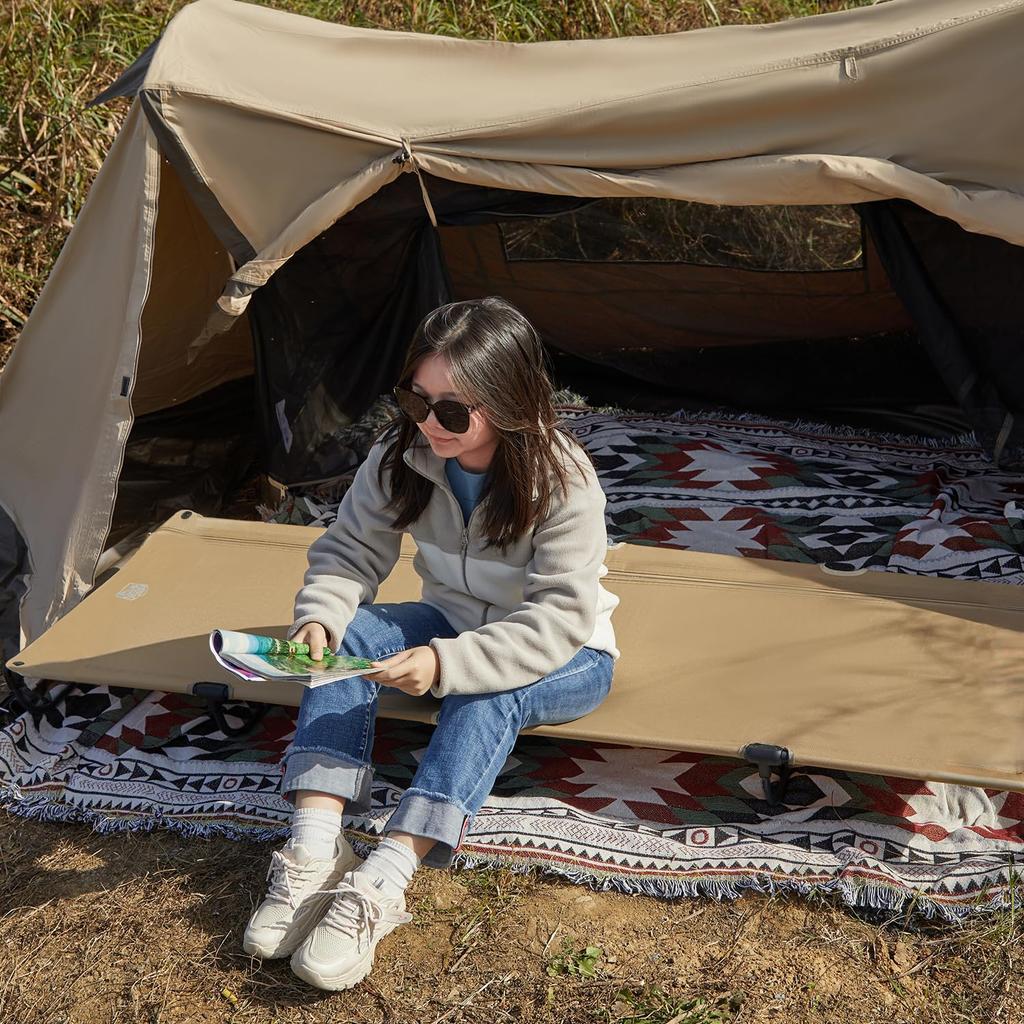 TIMBER RIDGE Camping Bed Folding Patented No Assembly Required Setup In Seconds Load Capacity 102kg Made of Aluminum Steel Camping Cot No Squeak