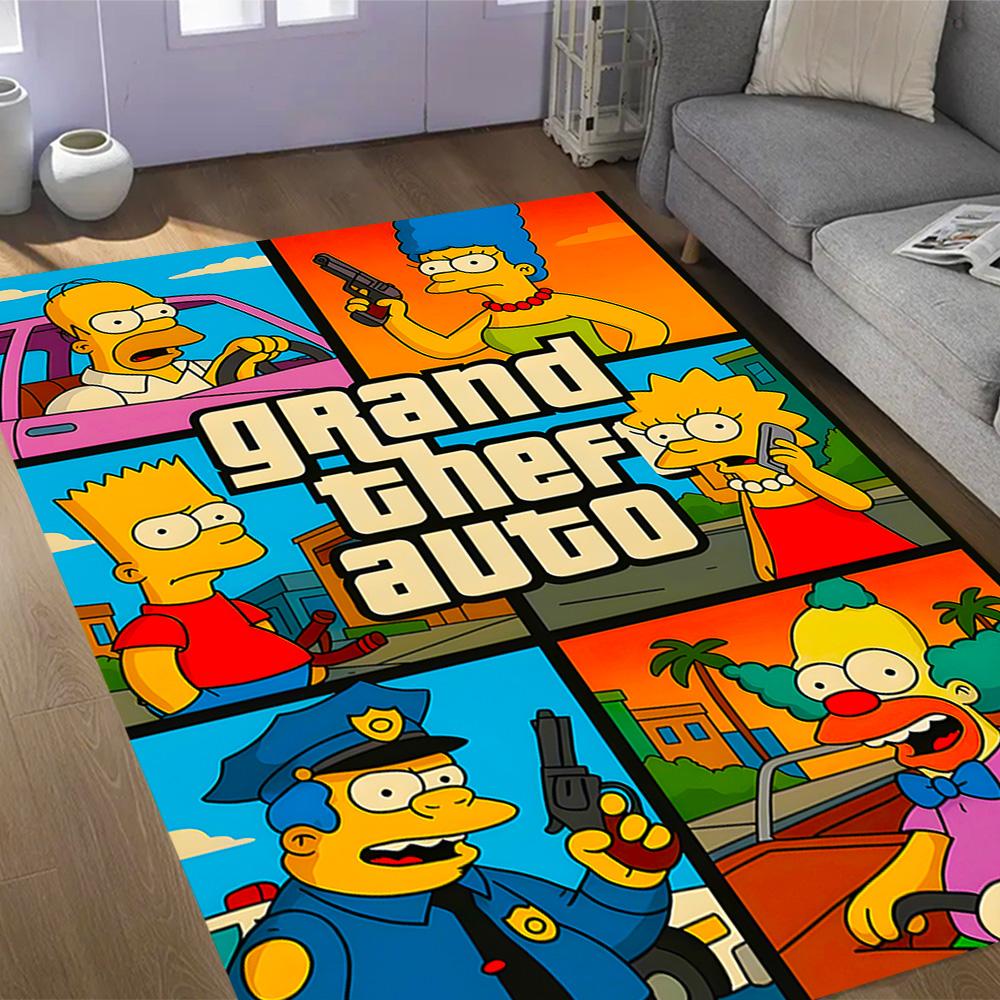 Simpsons Family Adventure Themed Anti-Slip Rugs - Polyester Home Decor, Suitable for Bedrooms, Living Rooms, Doorways, Studios, and Decorations