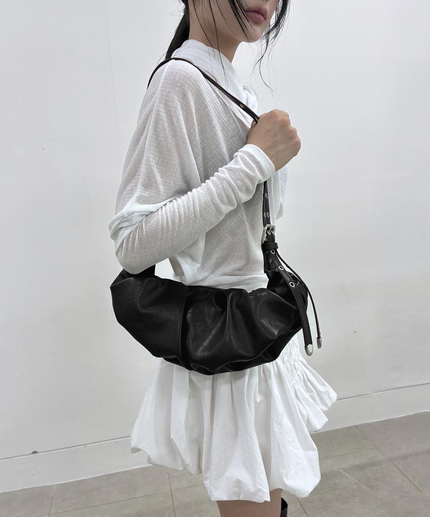 Flareup Draped Leather Bag (Fl-745_Black)