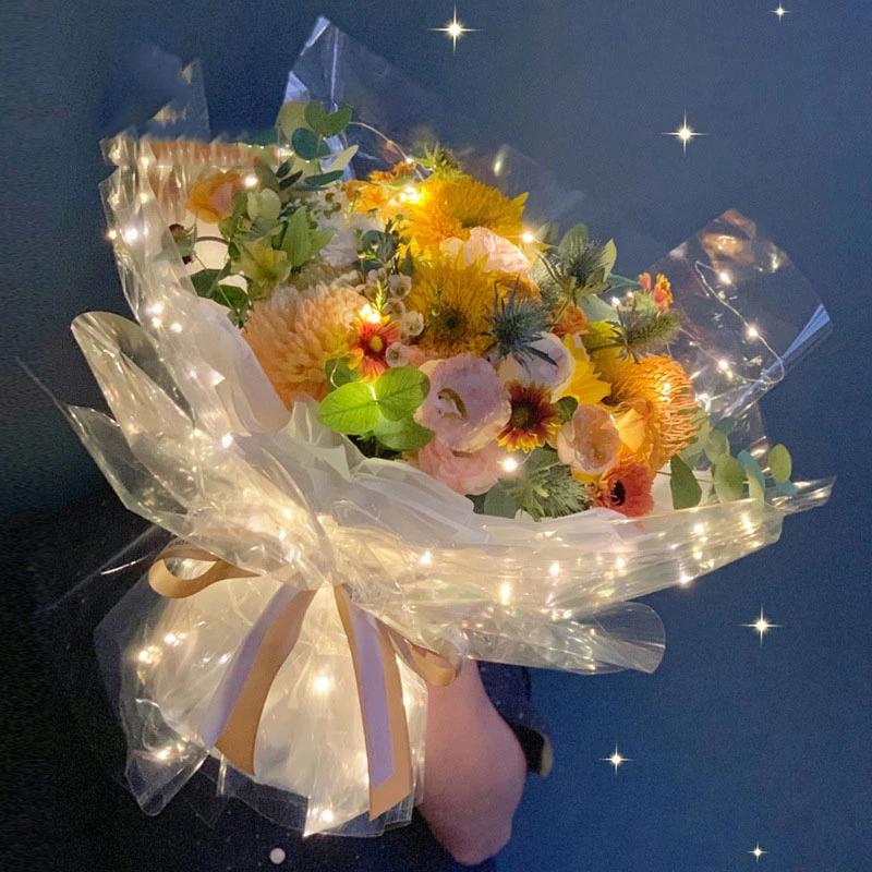 1Pc Multipurpose Flower Wrapping Paper Cellophane LED Bouquet Packing With Led Light Waterproof