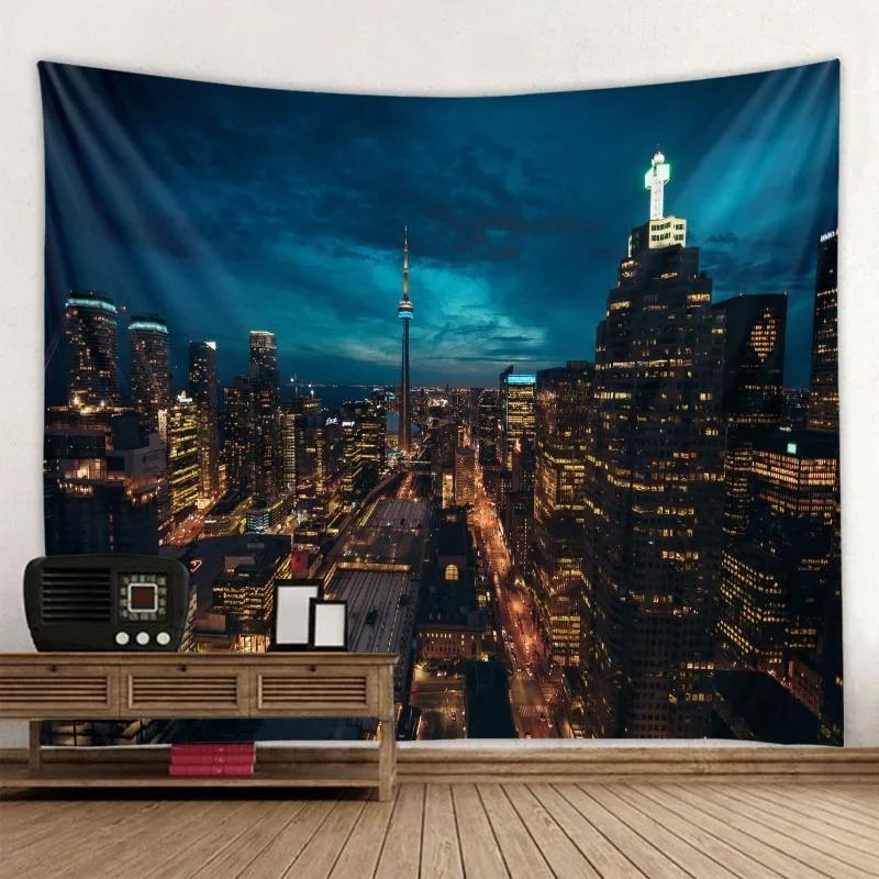 

Ночной вид огни города, декоративный гобелен, украшение для дома, стены, офиса, гостиной, гобелен 230x180cm