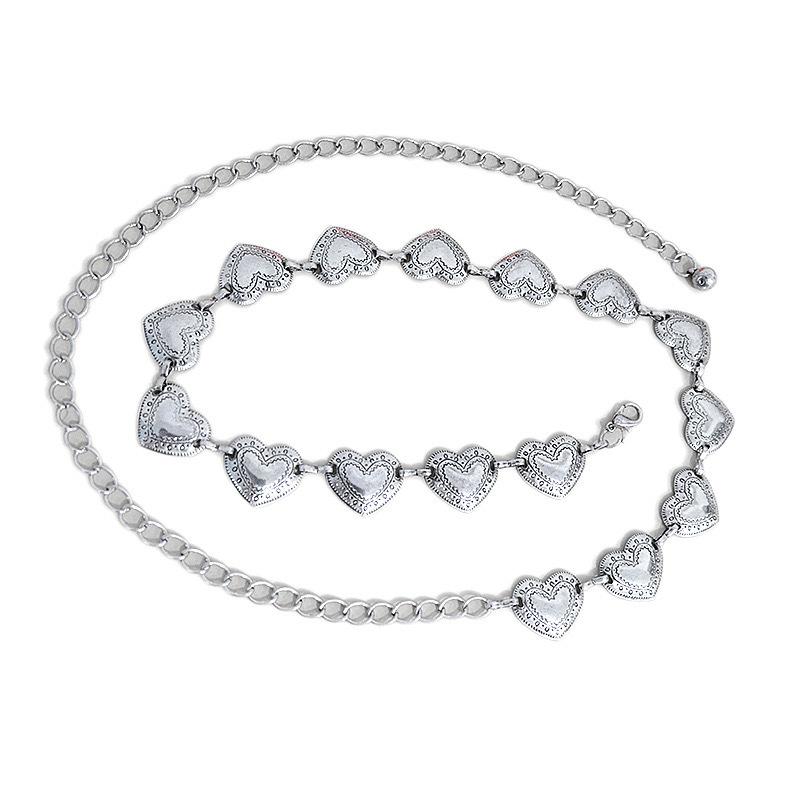 

Повседневная Ретро Сексуальная Металлическая Любовная Цепочка на Талию Харадзюку Женское Платье Декоративная Цепь Пояс серебряный