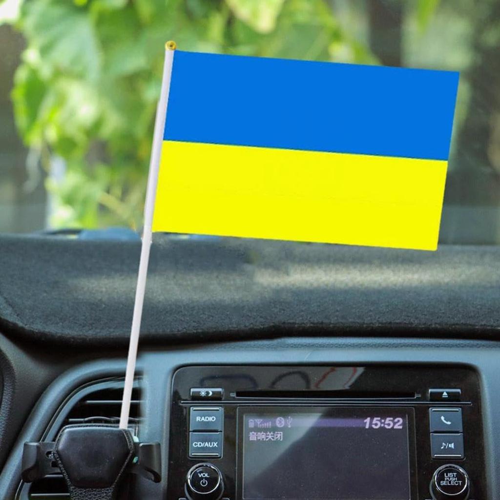 10PCS Ukraine Flag - Hand Held Flags Ukrainian Flags On Stick, For Festival Parades Decorations Party Supplies, Fade Resistant & Colors