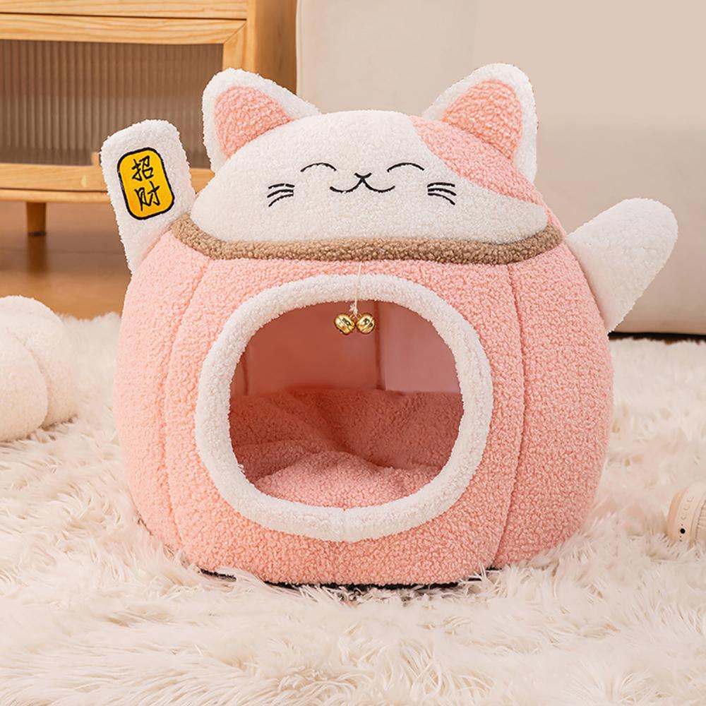 Winter warm enclosed plush circular pet nest, detachable design for easy cleaning and hygiene maintenance.zwq