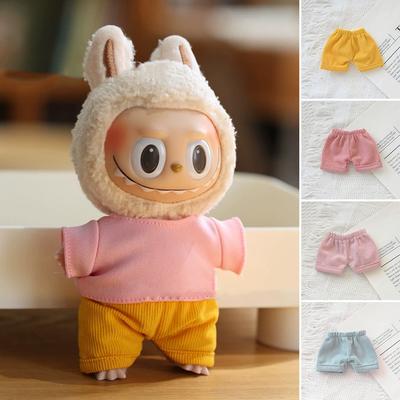 For 17cm Labubu Doll Shorts Fashion Clothes Hoodies Doll Clothes Color Match Hoodies Dolls Accessories Cute Decoration Little Cloths