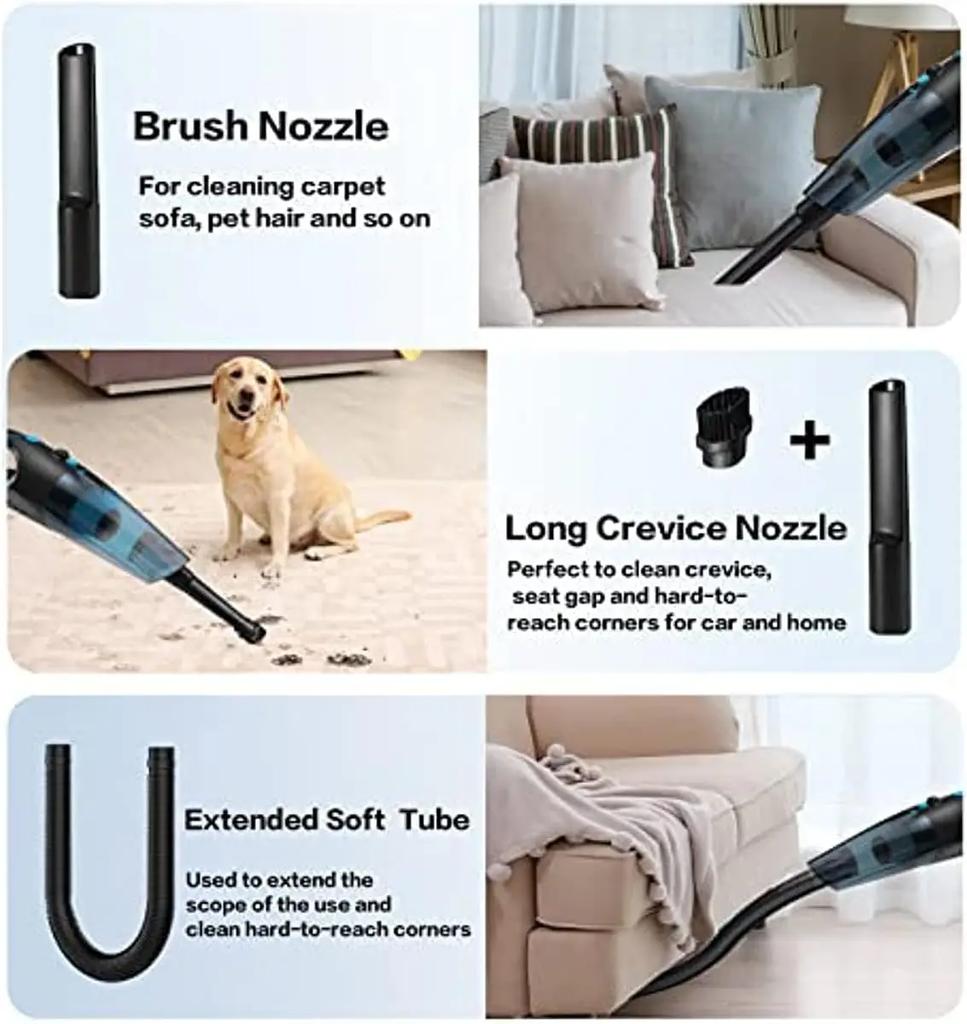 Wireless Vacuum Cleaner USB Charging Portable Cleaning Pet Hair Mini Wet and Dry Handheld Car Vacuum Cleaner Household