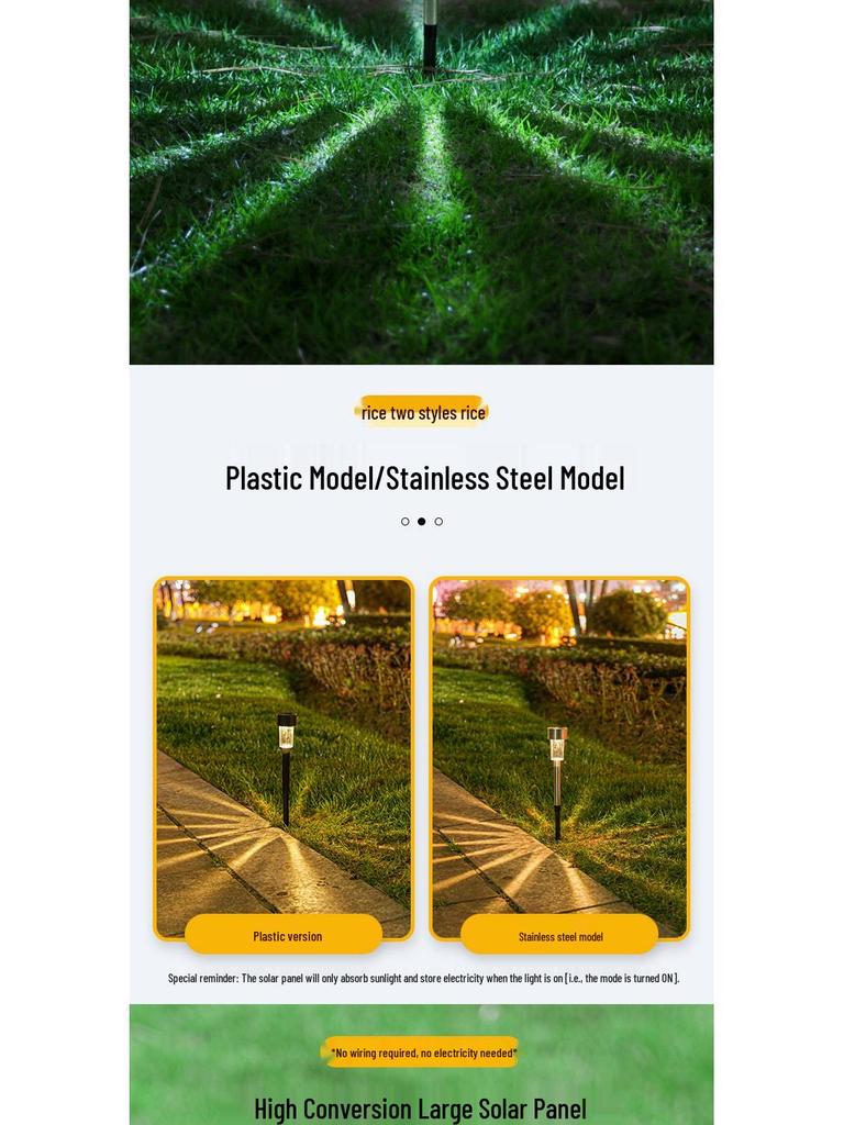 Waterproof Solar Stainless Steel Garden Pathway Light for Outdoor Courtyard and Lawn