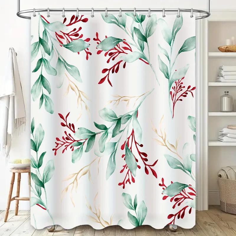 Tenda da Doccia Floreale ad Acquerello Rossa Verde Bianca Liner Decorativo da Bagno per Accessori Bagno Casa Design Moderno Personalizzabile