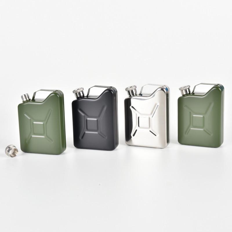 Cross-Border Stainless Steel Portable Camping Oil Drum-Shaped Flask