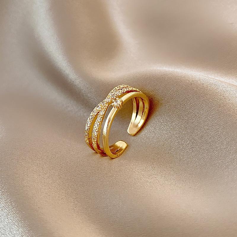 ins trendy retro open ring women s multi-layer micro-inlaid zircon ring ring jewelry opening adjustable