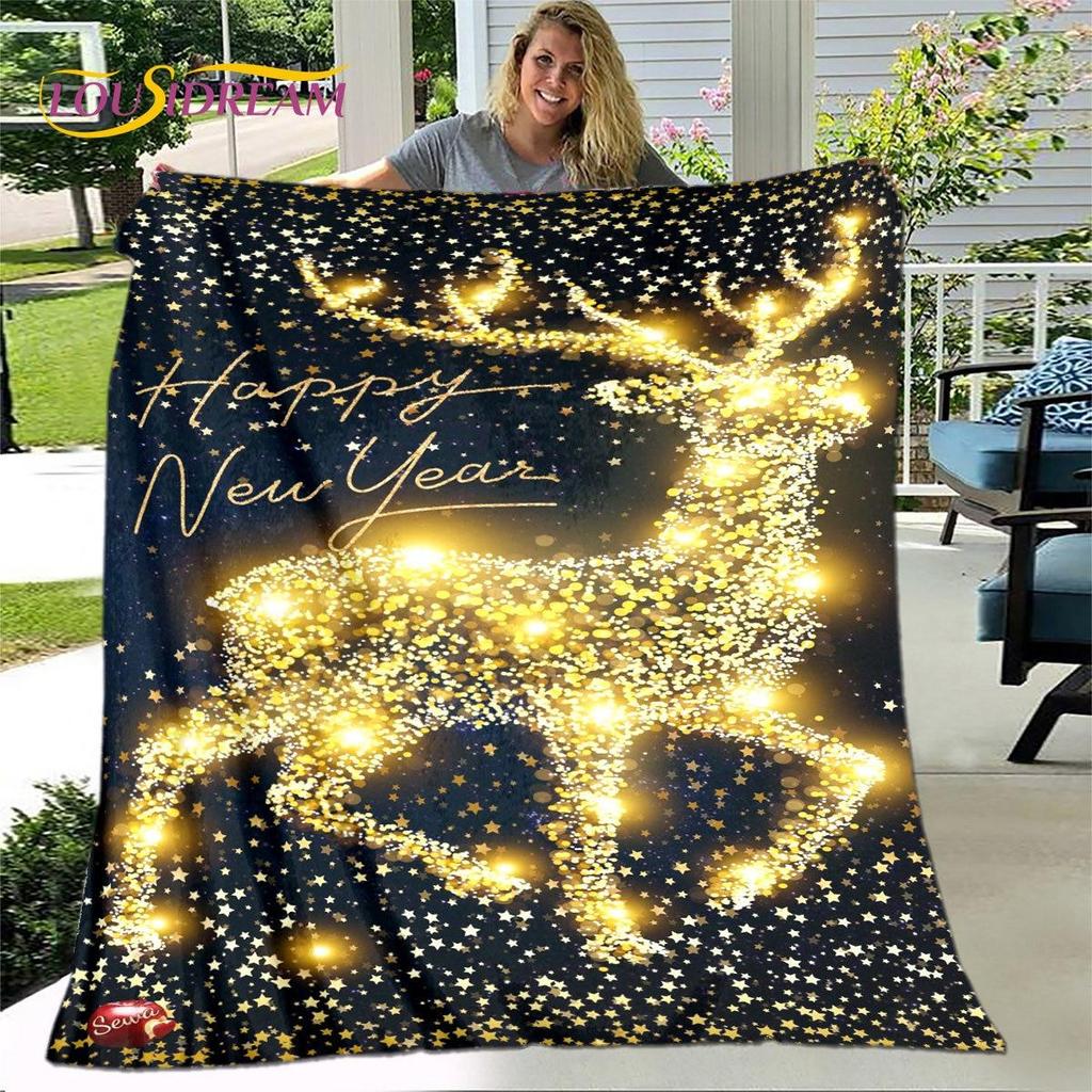Frohe Weihnachten Neujahr Cartoon-Decke, Flanelldecke, Überwurfdecke, weiche warme Decke für Wohnzimmer, Schlafzimmer, Betten, Sofa, Geschenk