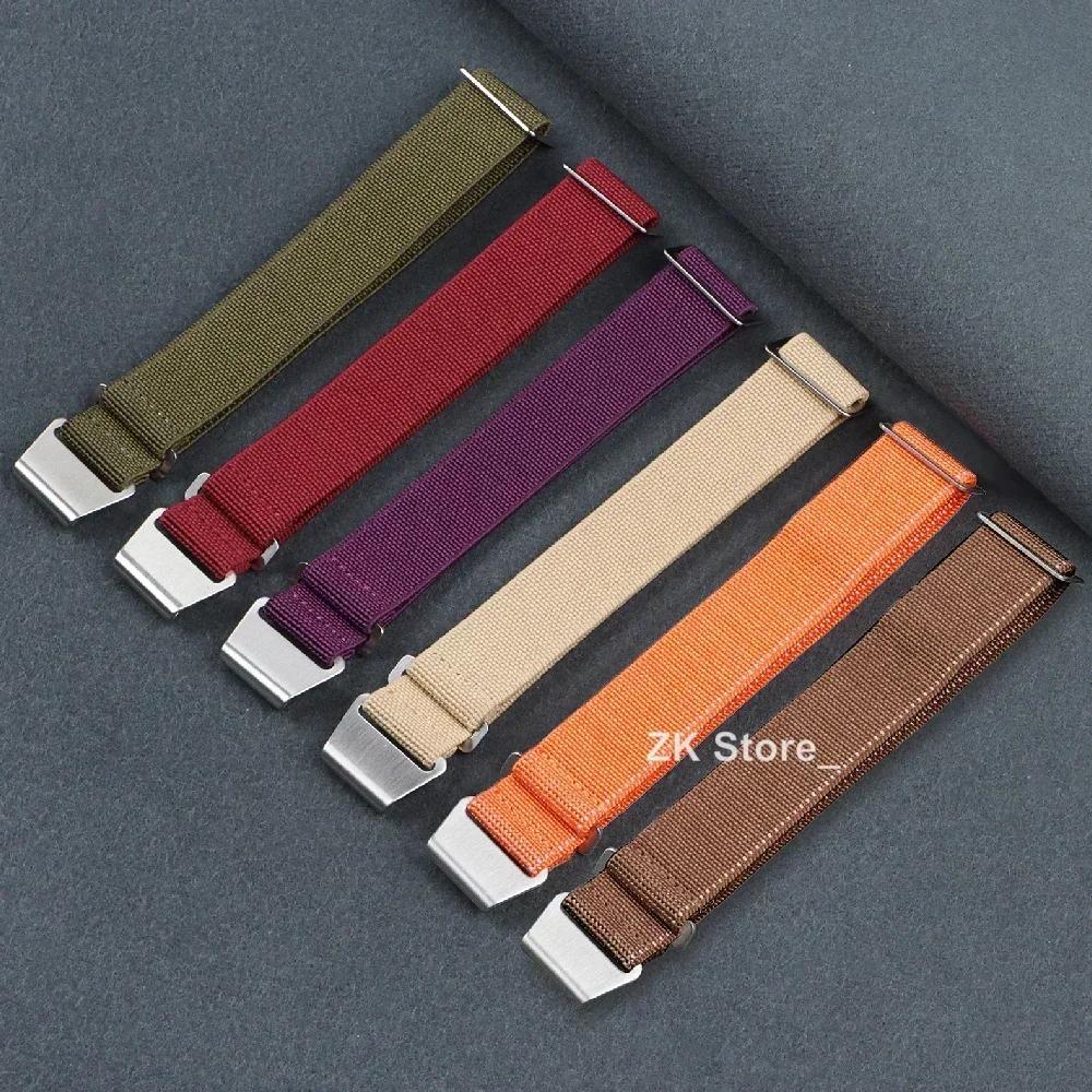 18/20/22mm Nylon Geflochtenes Uhrenarmband Elastisches Nylonarmband Französische Truppen Fallschirmtasche Universelles Handgelenkband Männer Frauen Sportarmband