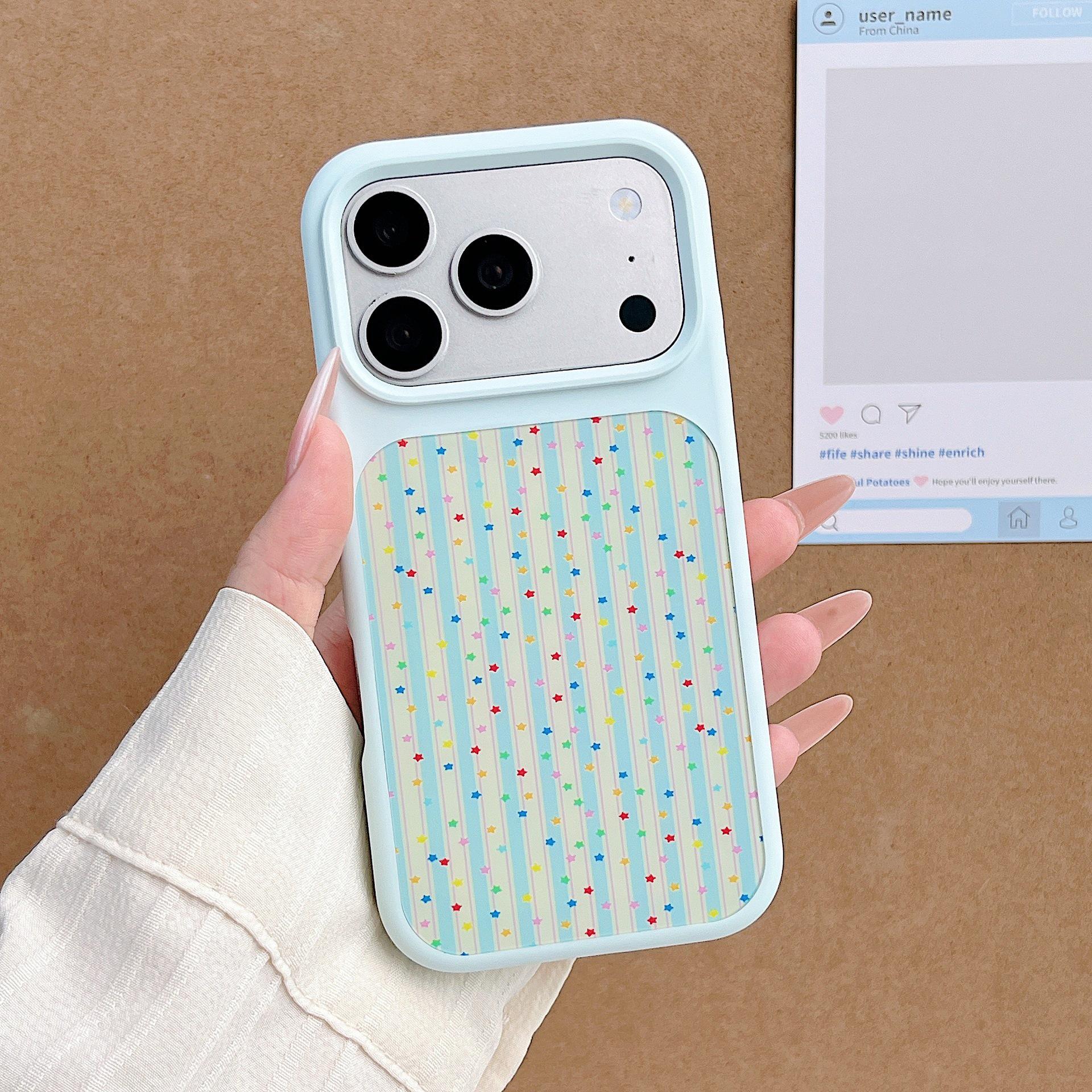 Sweet Girly Stripes & Stars Compatible iPhone 17 Pro Max Soft Silicone Case iPhone 17