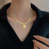 Snake Chain Four-Leaf Flower Minimalist Wind Furnace Real Gold Necklace Female Collarbone Chain Accessories