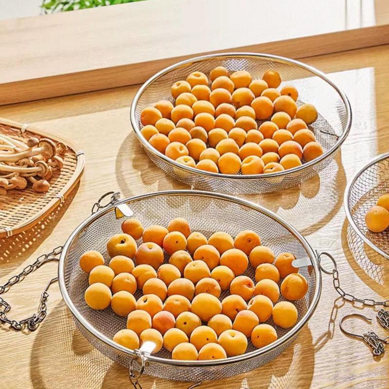 Food Drying Fish Net Stainless Steel Fly-Proof Round Hang Mesh Drying Rack Drying Net Herb Drying Rack For Shrimp Fish Fruit