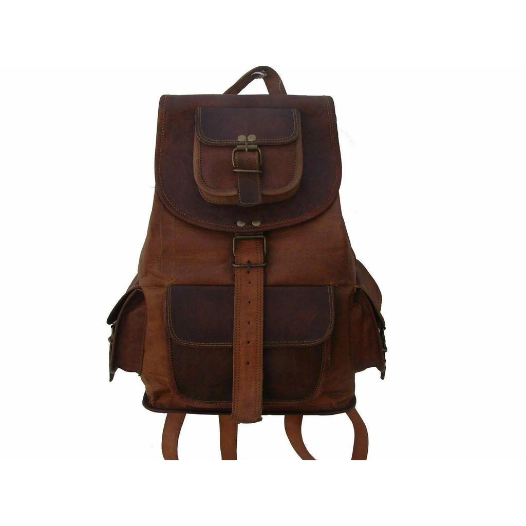 Genuine Leather Backpack Laptop Hiking Shoulder Rucksack Bag For Men & Women