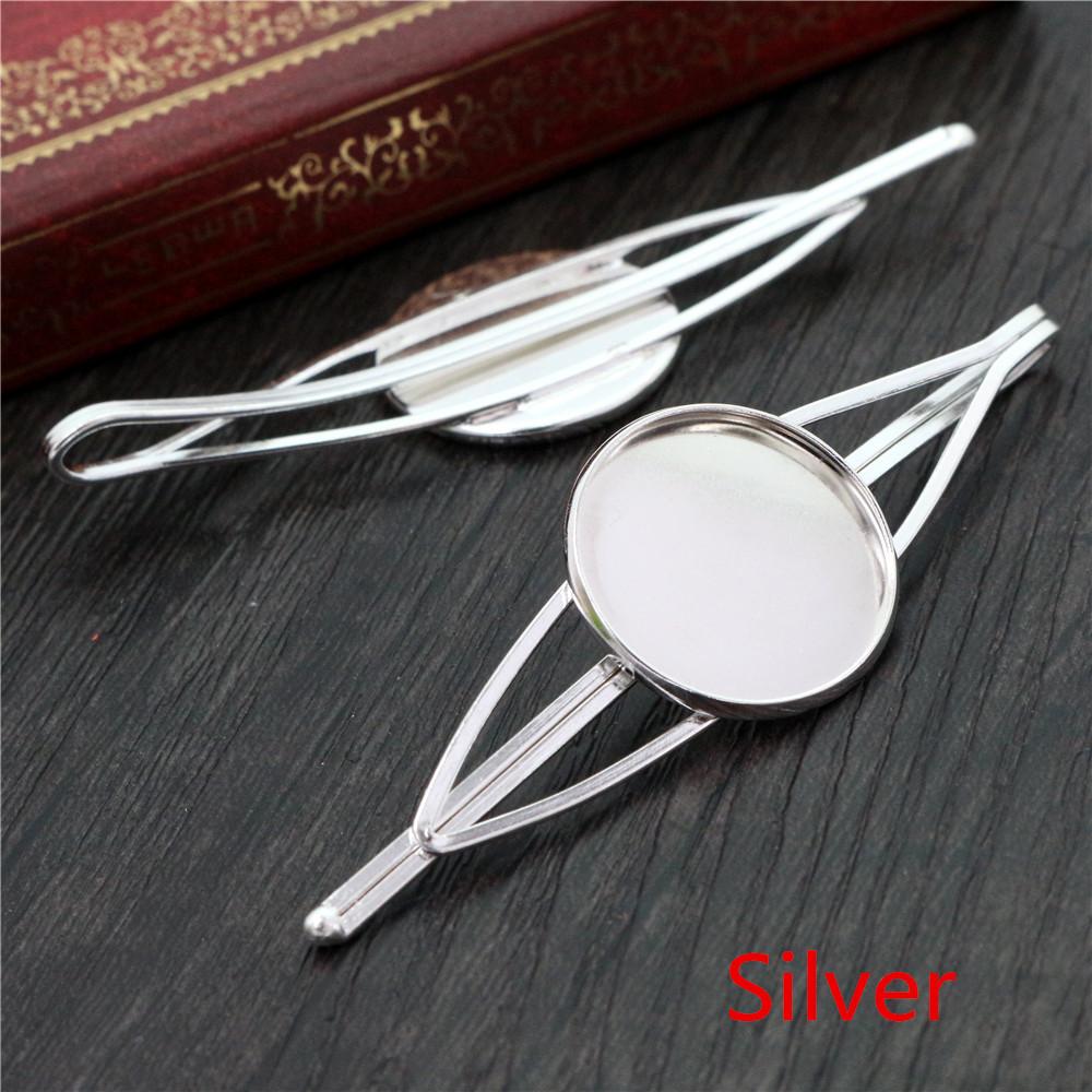 

20mm 5pcs High Quality Bronze and Silver Plated 7 Colors Copper Material Hairpin Hair Clips Hairpin Base Setting Cabochon Cameo серебряный
