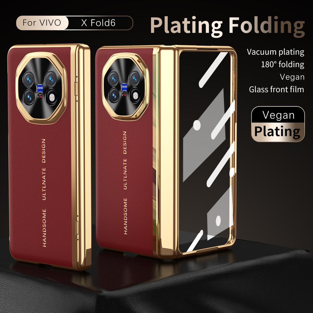 For Vivo X Fold6 Fold 6 180° Infinity Foldable Glass Front Film Vacuum Plating Anti-Fingerprint Hand Flap Phone Case Cover