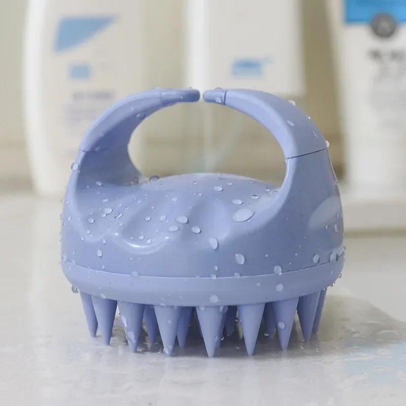 Kopfhautbürsten-Massagegerät, Sculp-Scrubber-Bürste, Weizenstroh, biologisch abbaubare Silikon-Shampoo-Bürste, Haar-Kopfhaut-Massagegerät für Haarwachstum