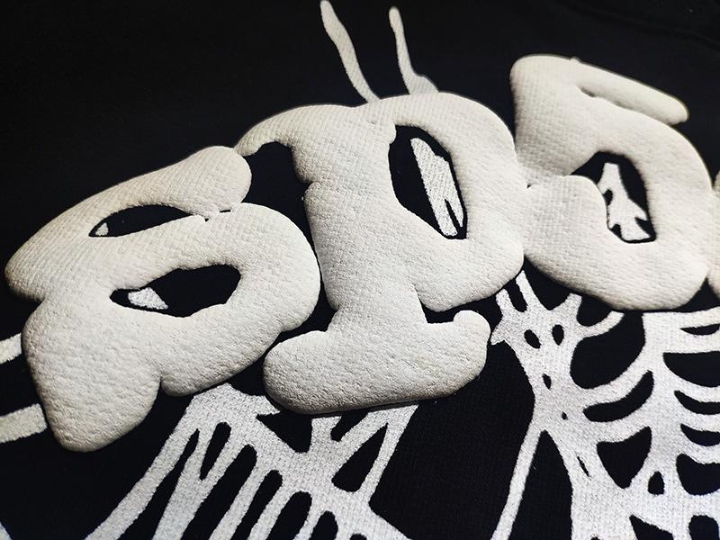 Hanorac cu Glugă pentru Bărbați, Greu, 450G, Fleece Gros, cu Design Pânză de Păianjen, din Străinătate