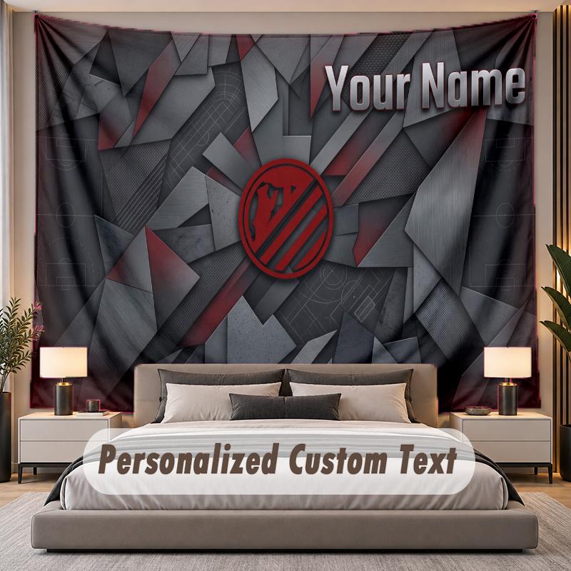 Custom Name Text Tapestry Atletico Madrid FC Personalized Polyester Wall Tapestry For Bedroom And Room