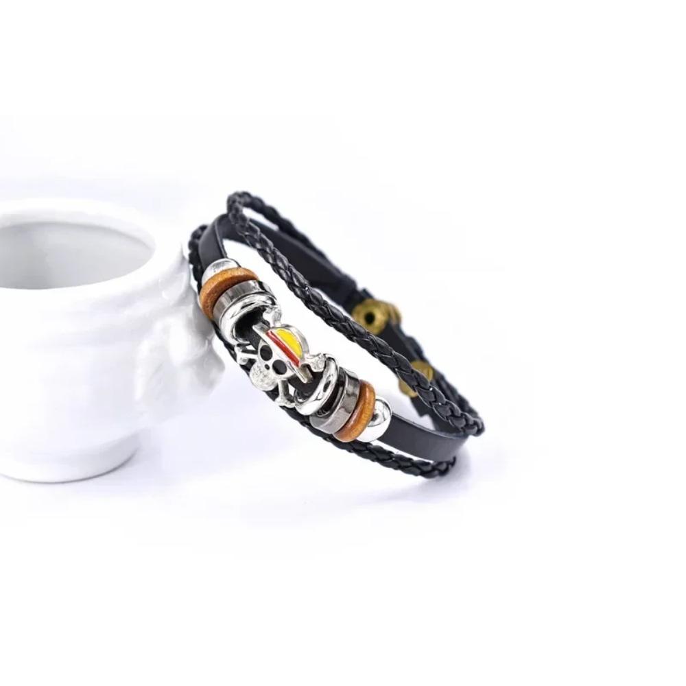 One Piece Luffy Armband Vintage Läder Anime Cosplay Stråhattspirater Födelsedagspresent