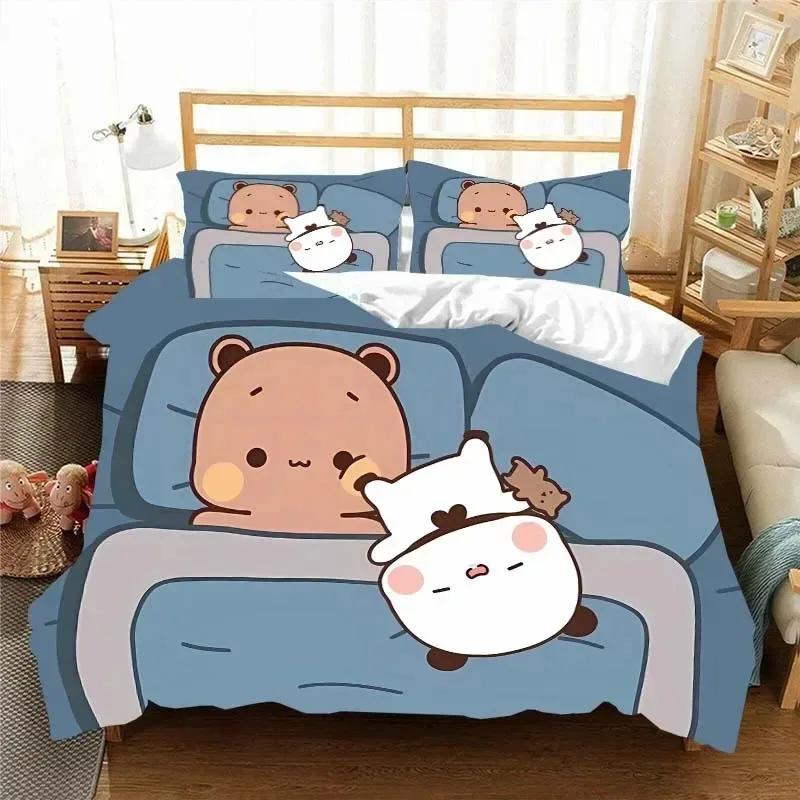 Kawaii Bubu und Dudu 3D-Druck Anime Bettwäsche Set Bettbezug Steppdecke Bett Einzel Twin Full King Queen Größe Bettwäsche Set Kinder
