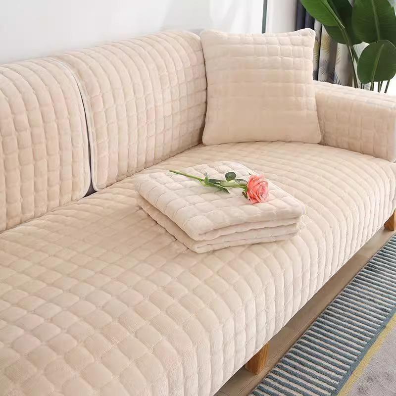 Solid Color Non-slip Sofa Cover Thicken Soft Plush Sofa Cushion Towel for Living Room Furniture Decor Slipcovers Couch Covers