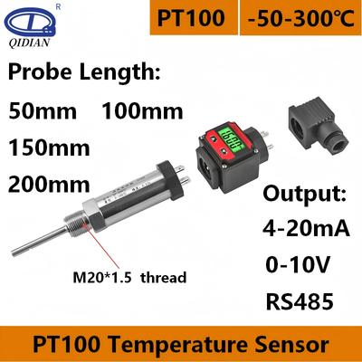 PT100 LCD Temperature Transmitter 0-100C -50-200C 0-300C Temperature Sensor 4-20mA 0-10V RS485 Temperature Transducer