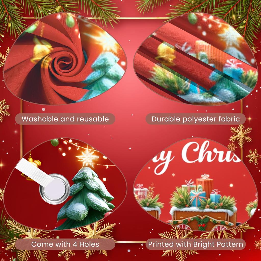 Festive Banner Santa Claus Winter Banner Christmas Decor Bright Colors Christmas Banner For Winter Party Family Gathering Photo
