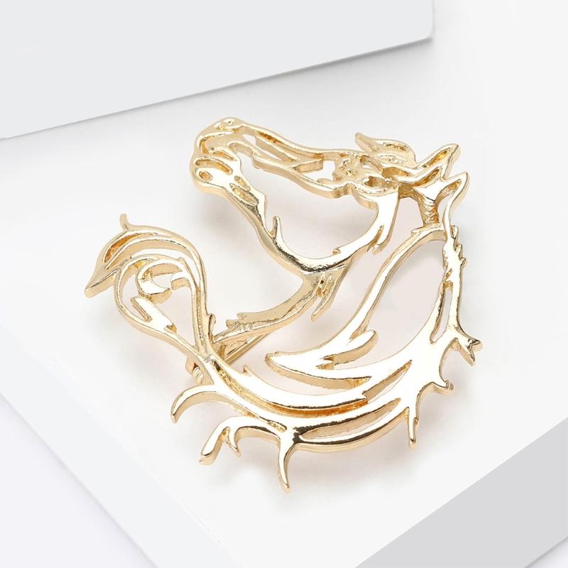 Sleek Horse Design Alloy Brooch Double Color Option Smooth Polished Safety Lapel Pin Everyday Jewelry Piece